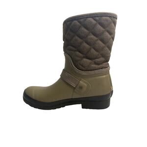 Womens Sperry Top Sider Walker Quilted Green Boot Rubber Tall Rain Boots Size 8